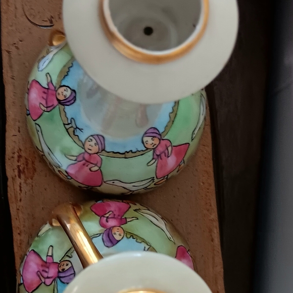 William Guerin Limoges Geese Dutch Girls Candlestick Holders Hand Painted - Picture 5 of 7